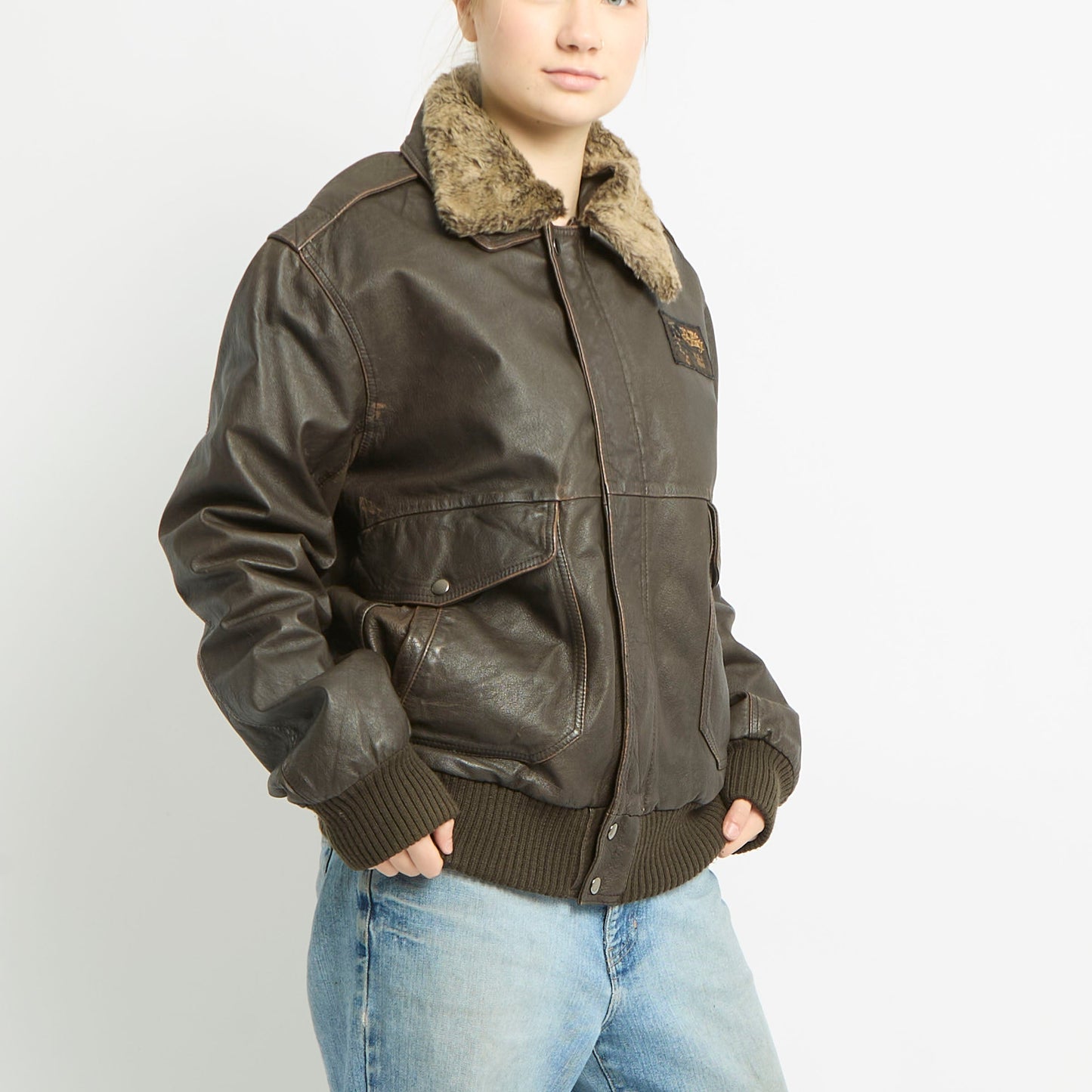 Aviator Jacket With Patches -  XL