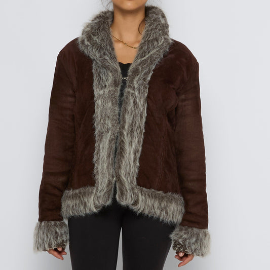 Fur Lined Broach Jacket - XL