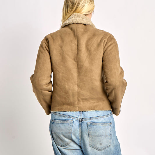 Asymmetric Zipped Sherpa Jacket - XS