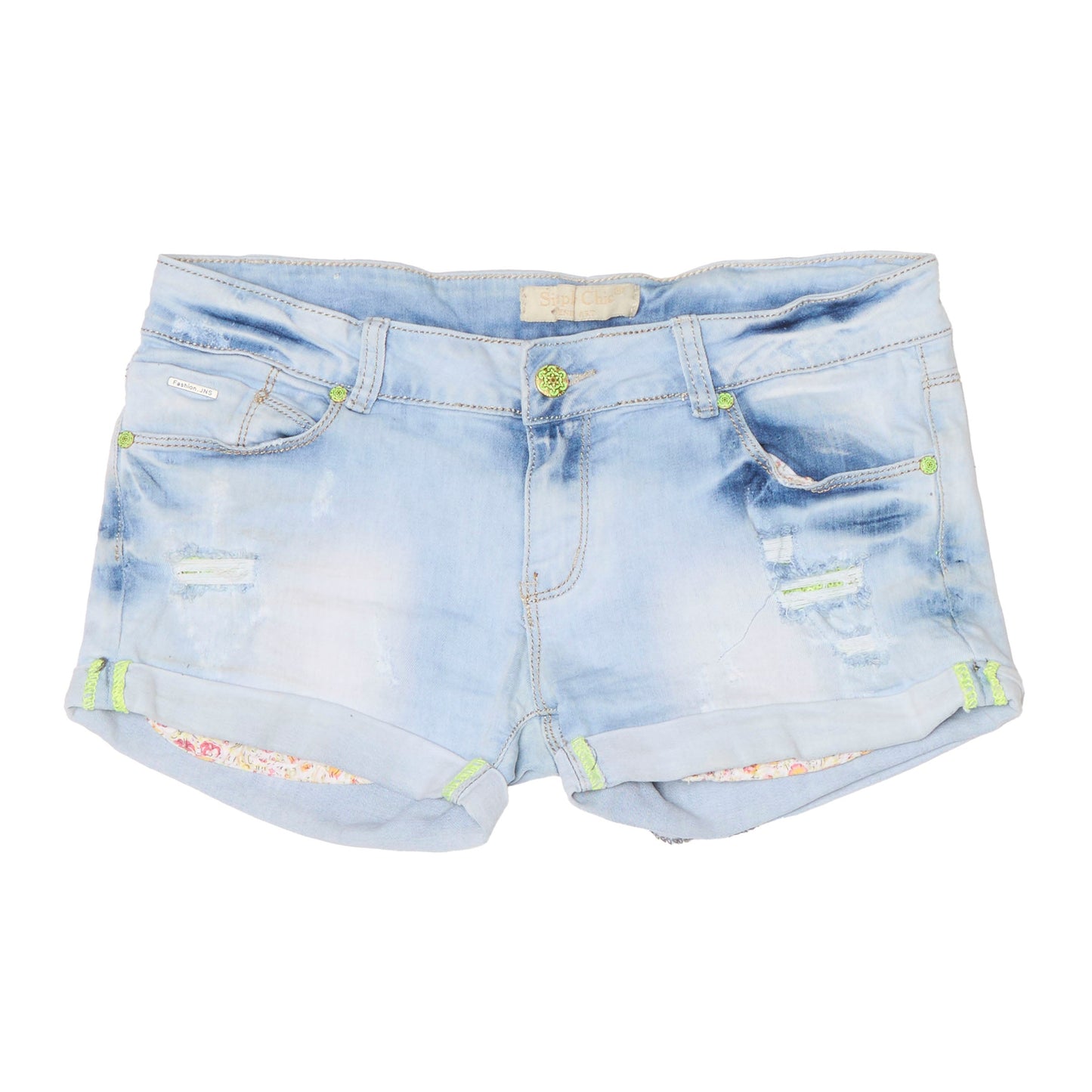 Washed Denim Short Shorts - 10