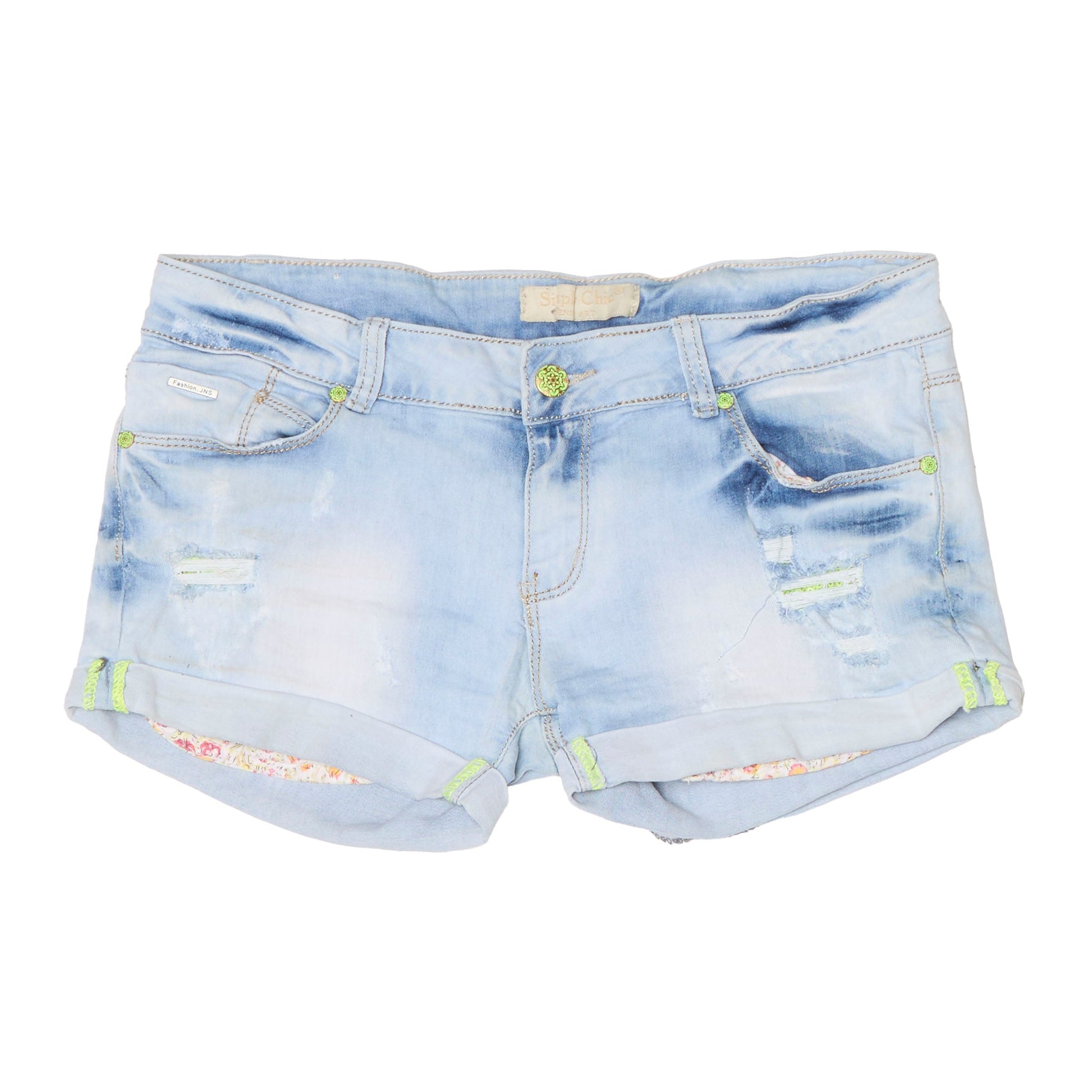 Washed Denim Short Shorts - 10