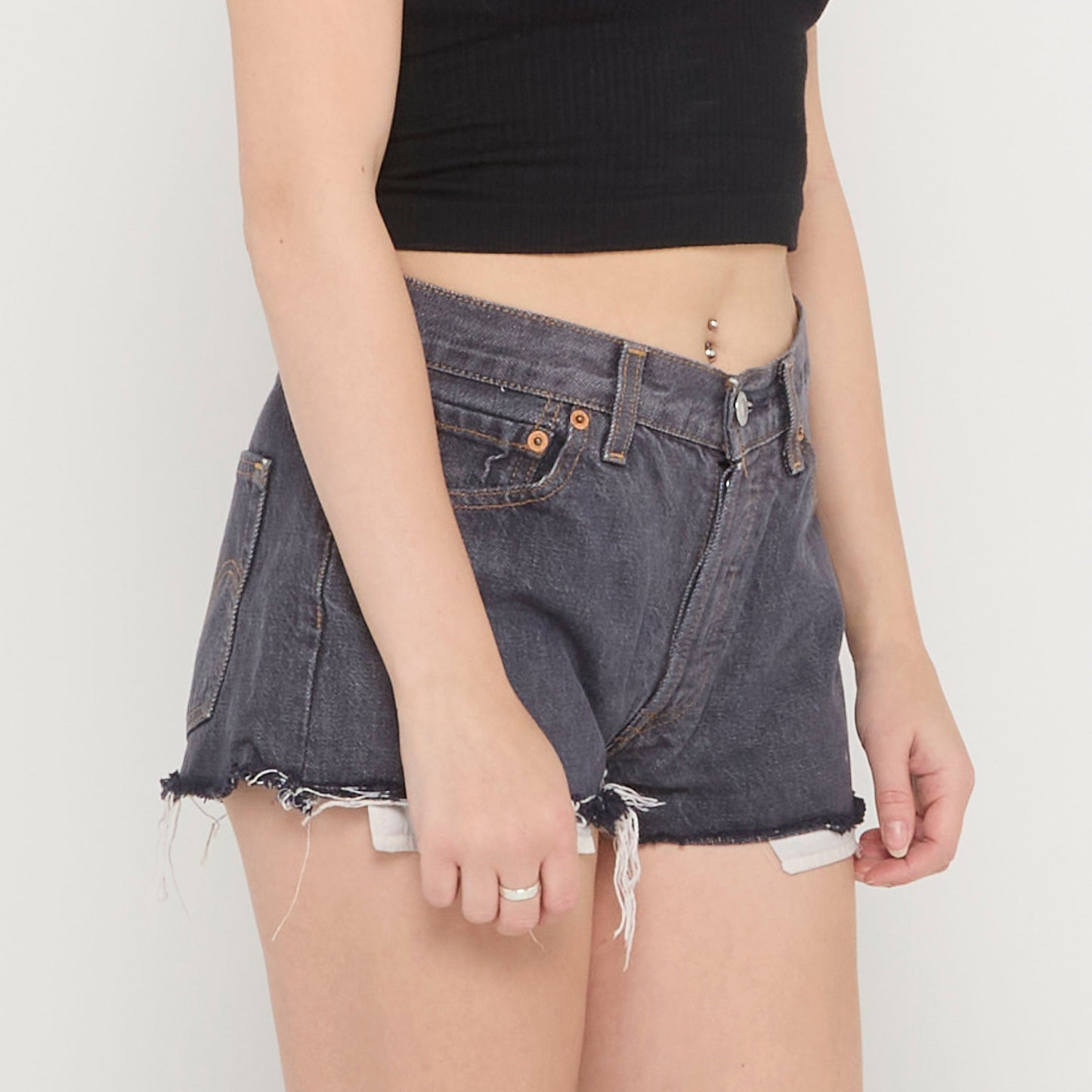 Levis Black Frayed Hem Shorts - UK 10