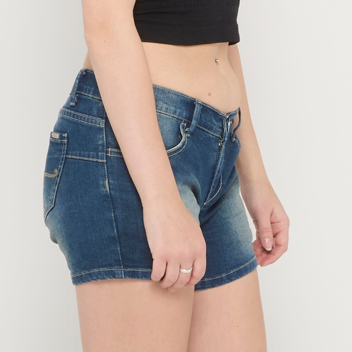 Denim Low Waist Shorts - UK 12