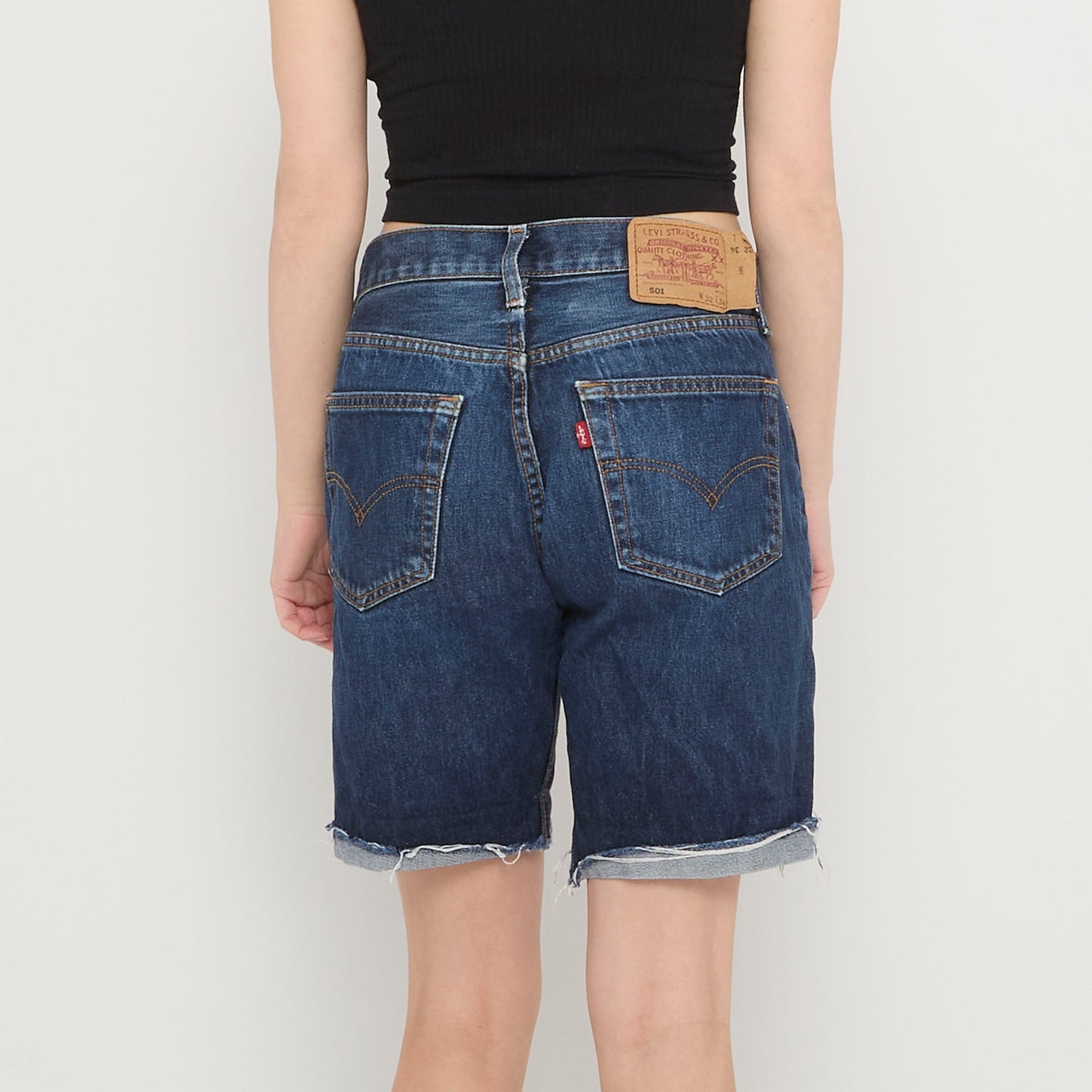 Levis Denim Frayed Hem Shorts - UK 12