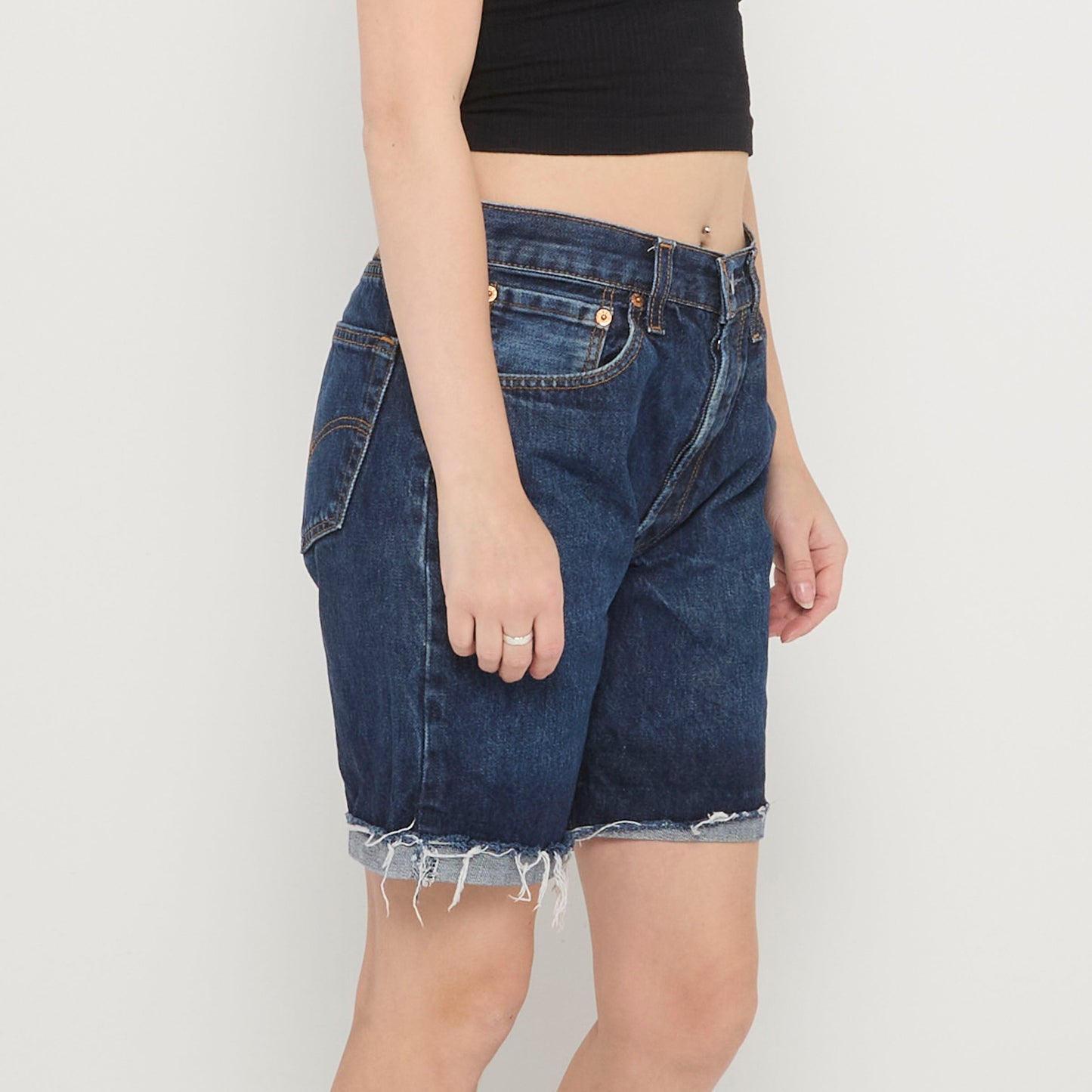 Levis Denim Frayed Hem Shorts - UK 12