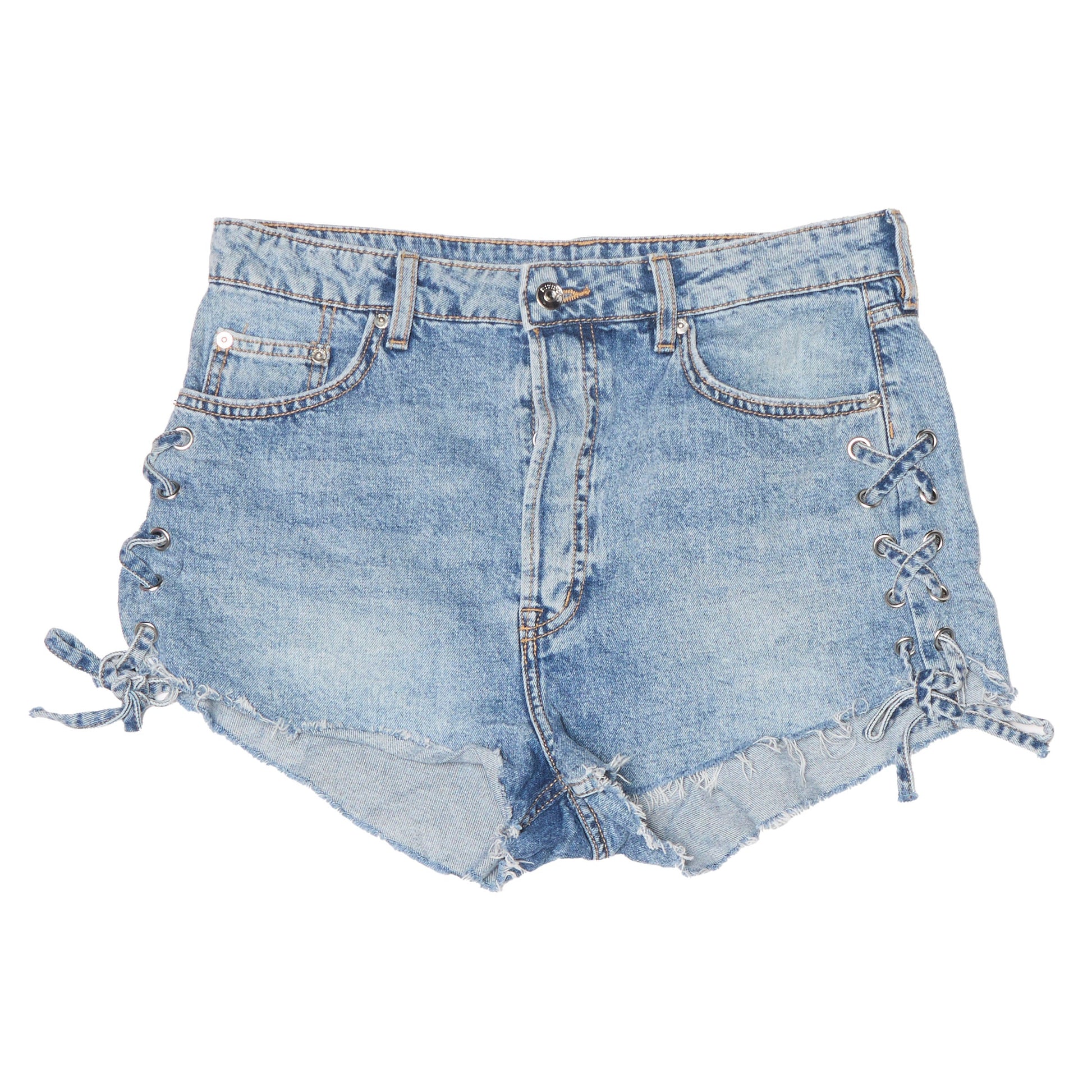 Denim Lace Up Shorts - 14