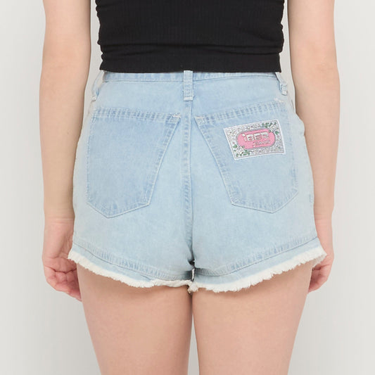 Bleached Wash Denim Shorts - UK 6