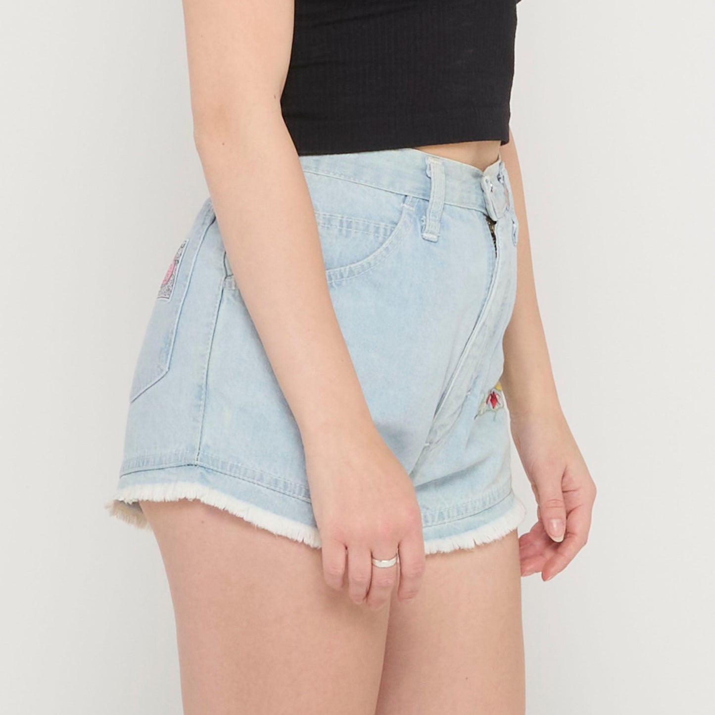 Bleached Wash Denim Shorts - UK 6