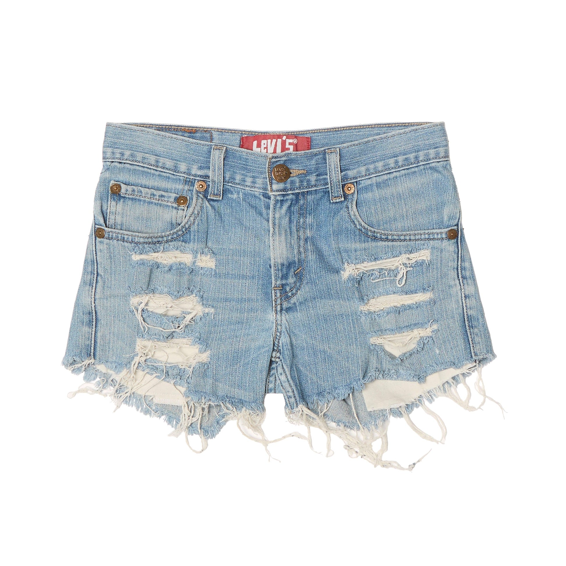 Levis Frayed Denim Shorts - UK 06