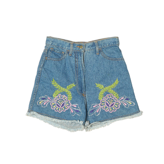 Blue Tag Embroidered Denim Shorts - UK 06