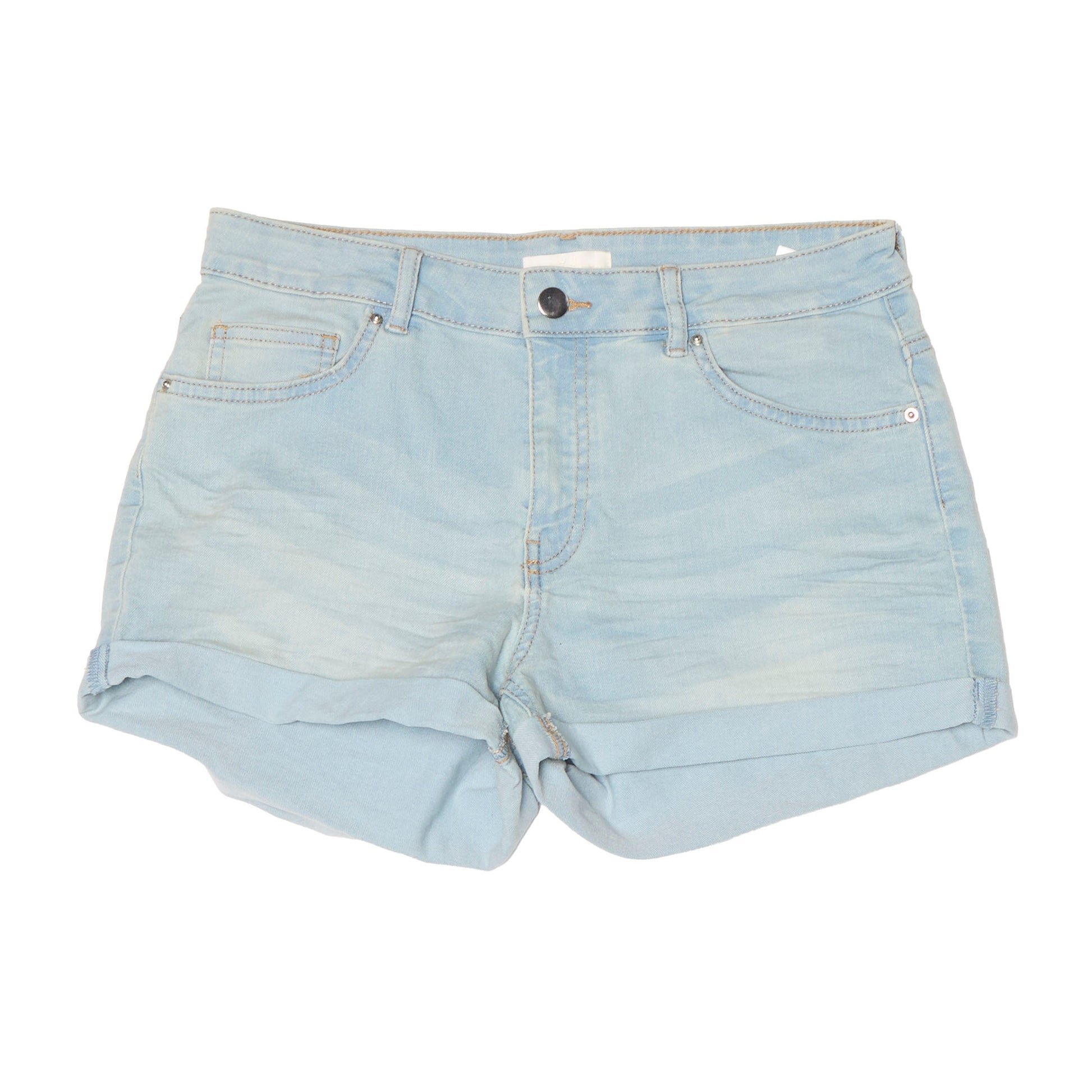 Denim Washed Shorts - 8