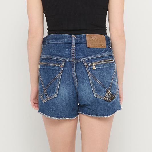 Dark Wash Denim Shorts - UK 8