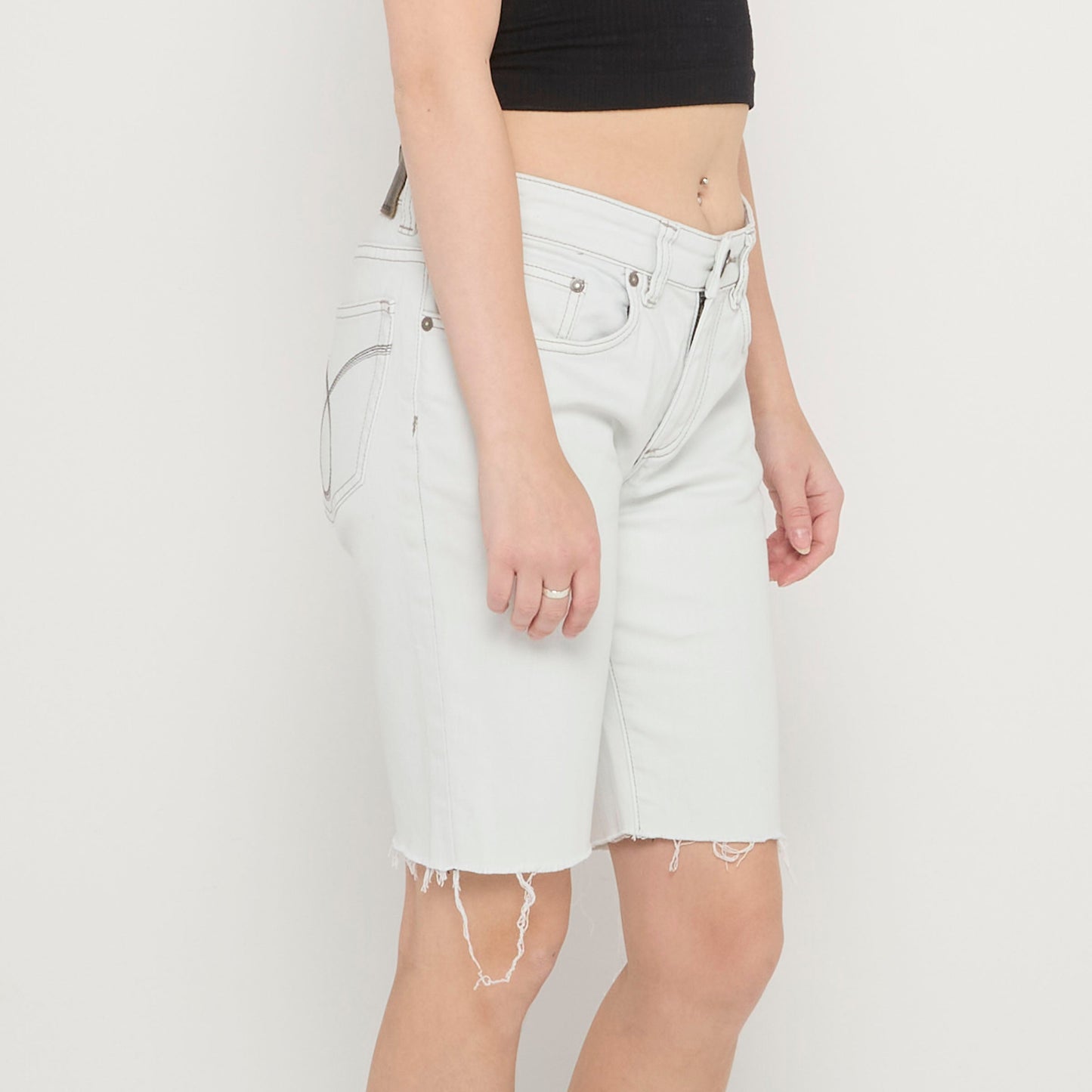 Calvin Klein White Denim Shorts - UK 8