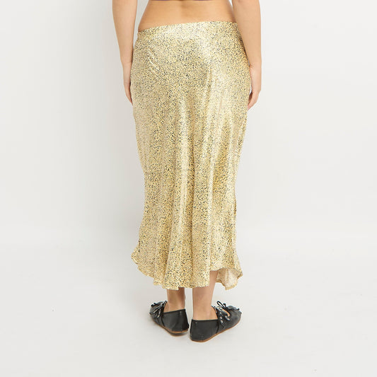 Leopard Print Satin Maxi Skirt - UK 10