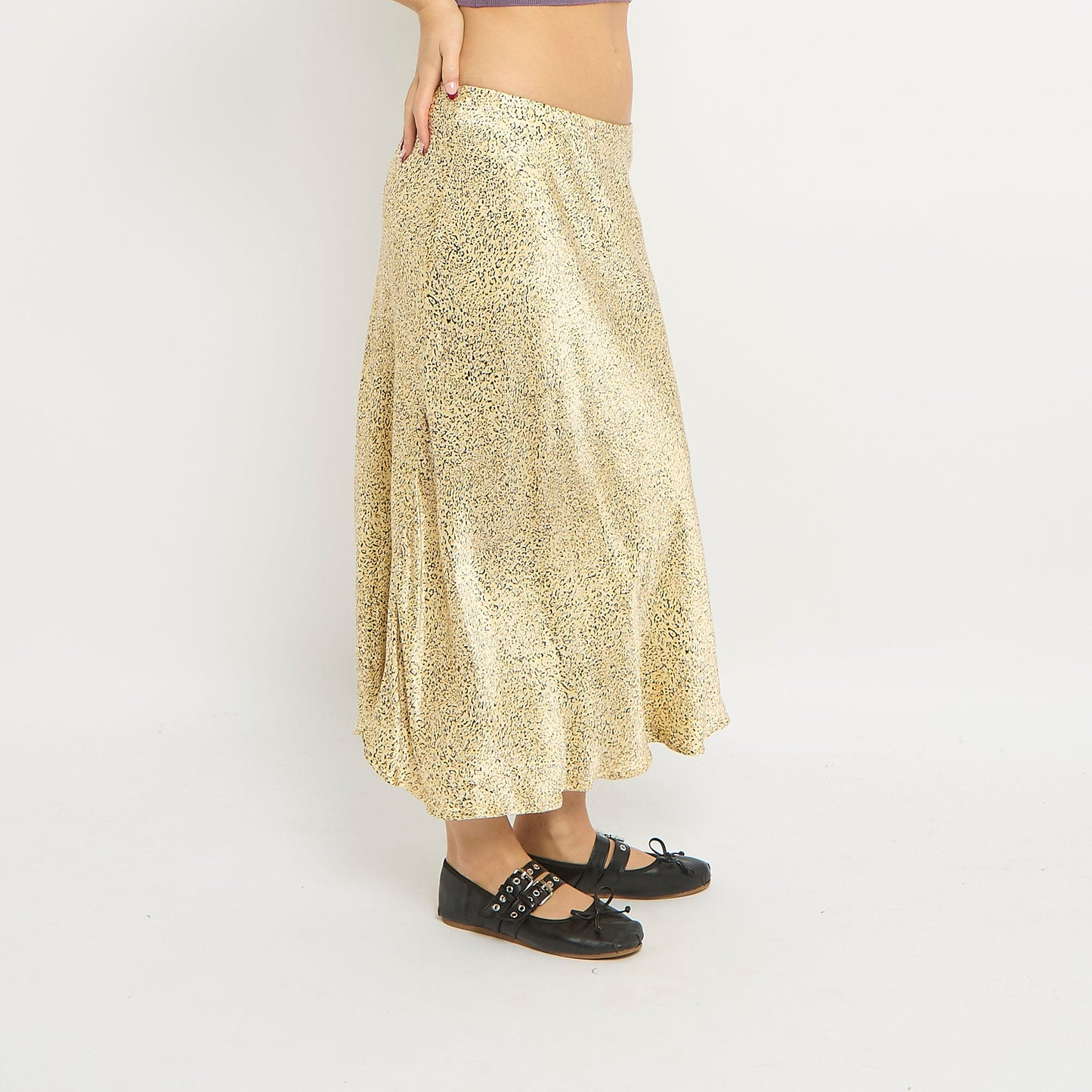 Leopard Print Satin Maxi Skirt - UK 10