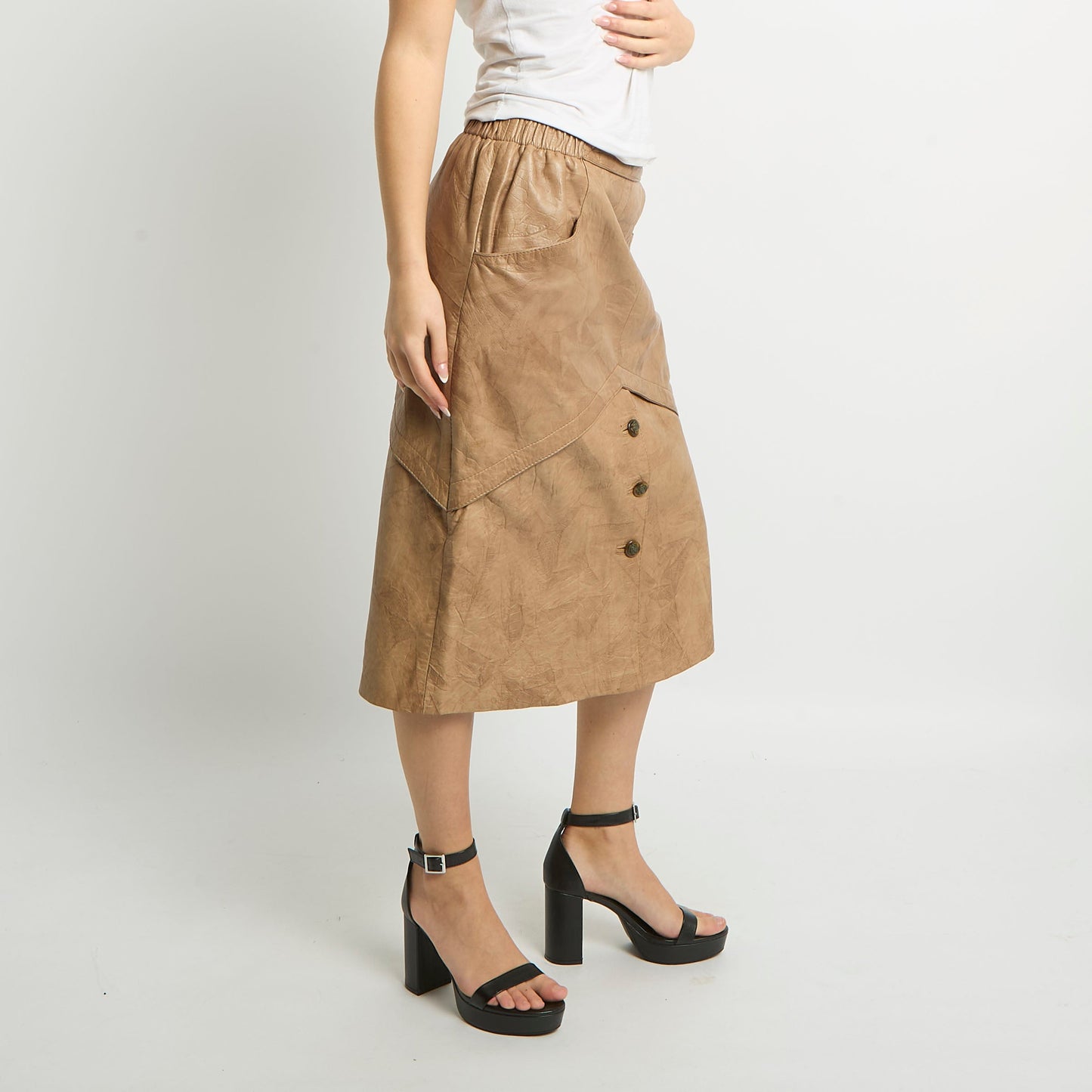 Leather Midi Skirt - UK 10