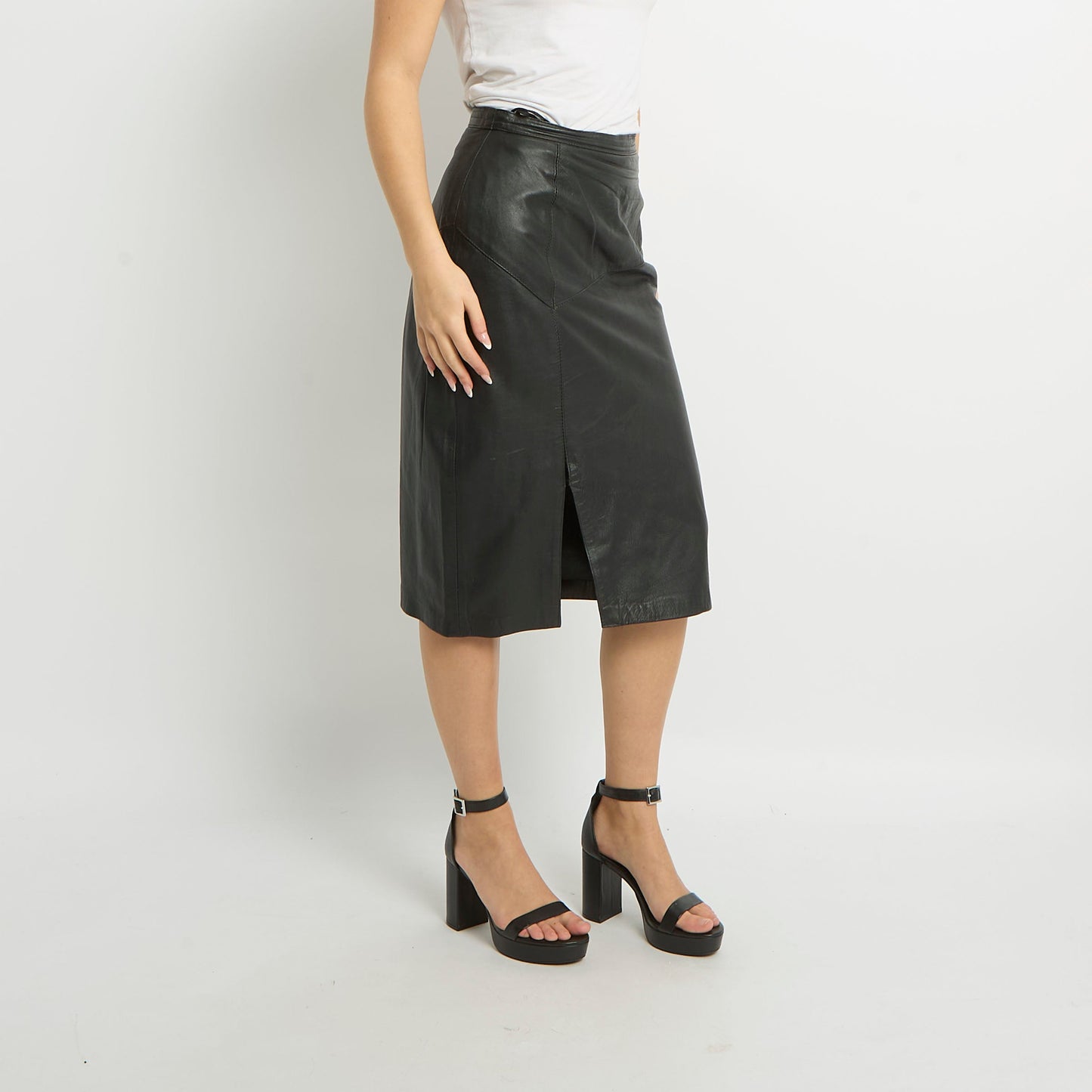 Leather Midi Skirt - UK 10