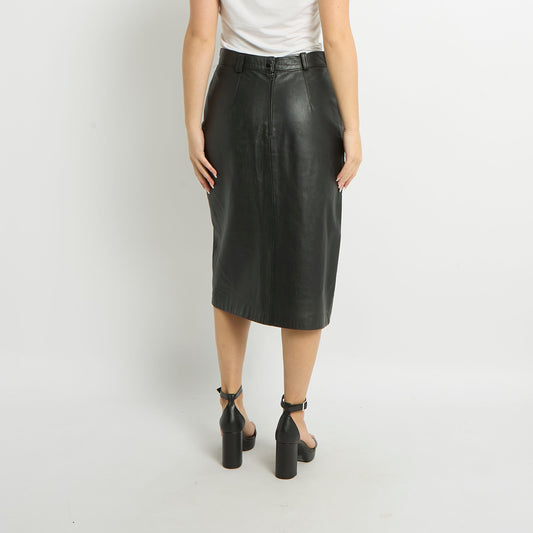 Leather Midi Skirt - UK 10