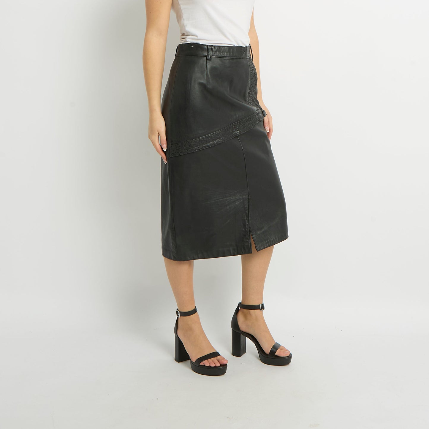 Leather Midi Skirt - UK 10