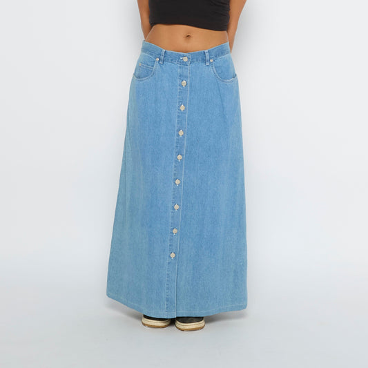 Button Detail Maxi Denim Skirt - UK 10