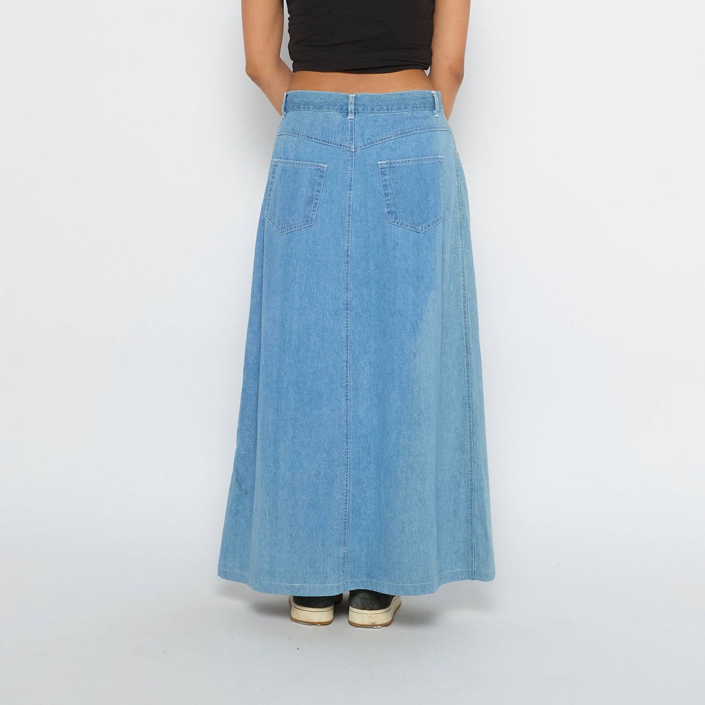 Denim Button Through Maxi Skirt - UK 10