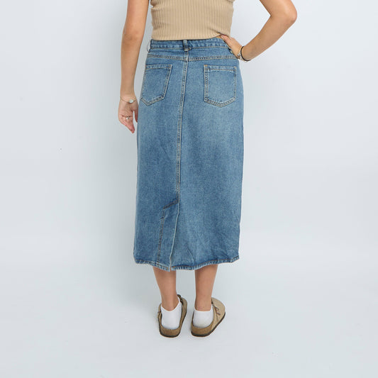 Denim Washed Midi Skirt - UK 10