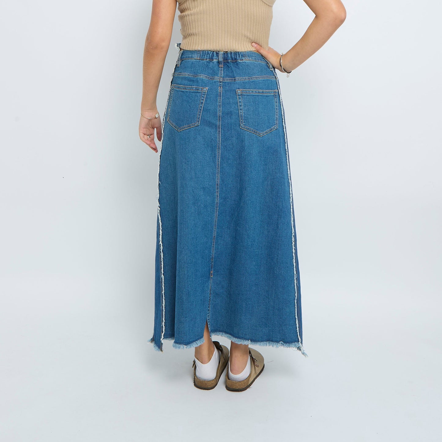 Denim Fray  Maxi Skirt - UK 10