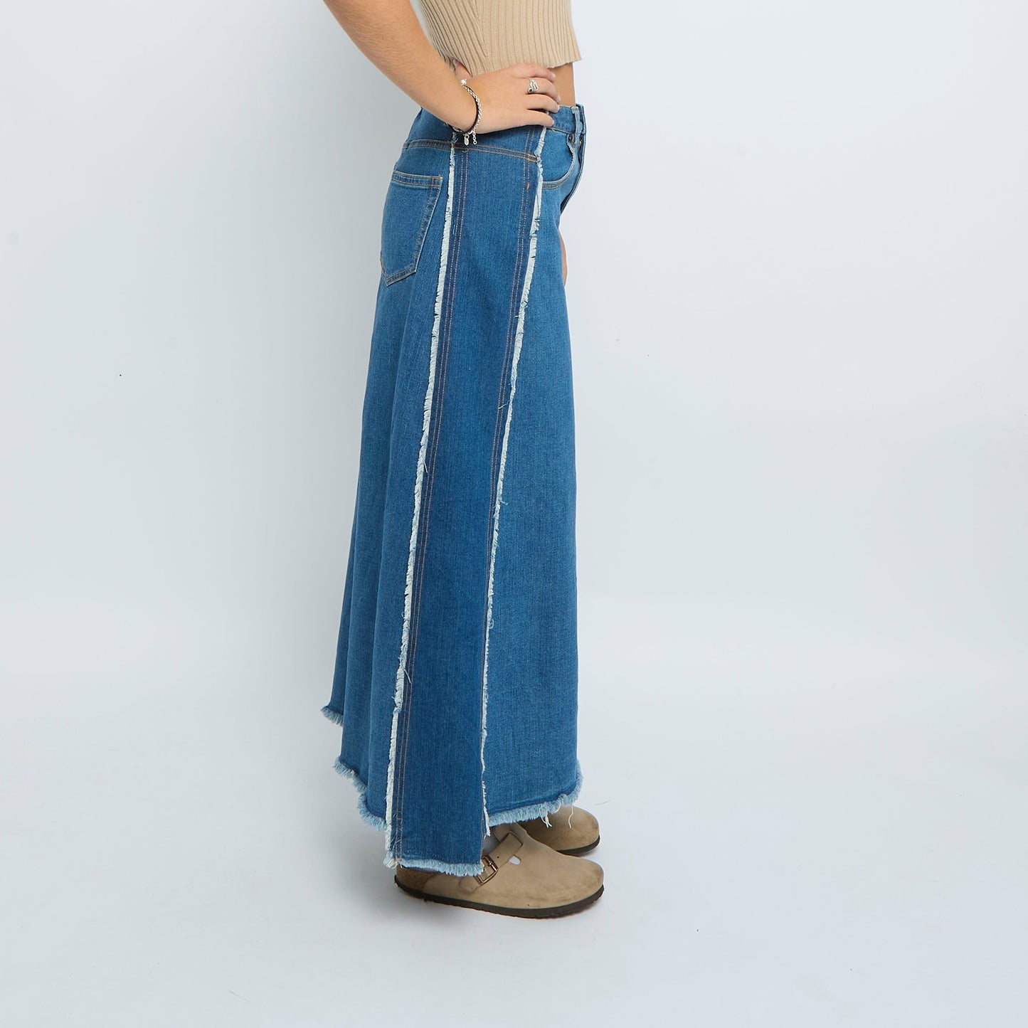 Denim Fray  Maxi Skirt - UK 10