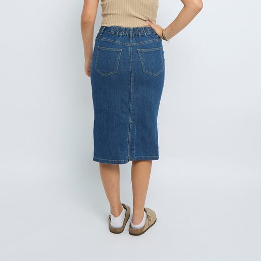 Denim Stitch  Midi Skirt - UK 10