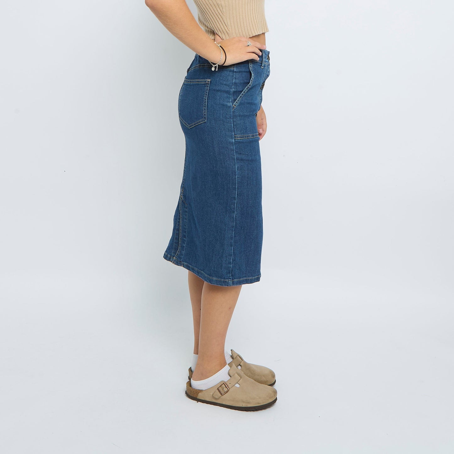 Denim Stitch  Midi Skirt - UK 10