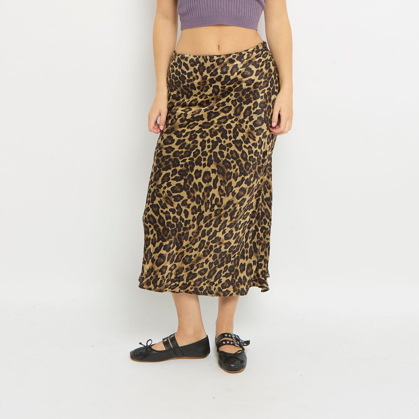 Leopard Print Satin Maxi Skirt - UK 10