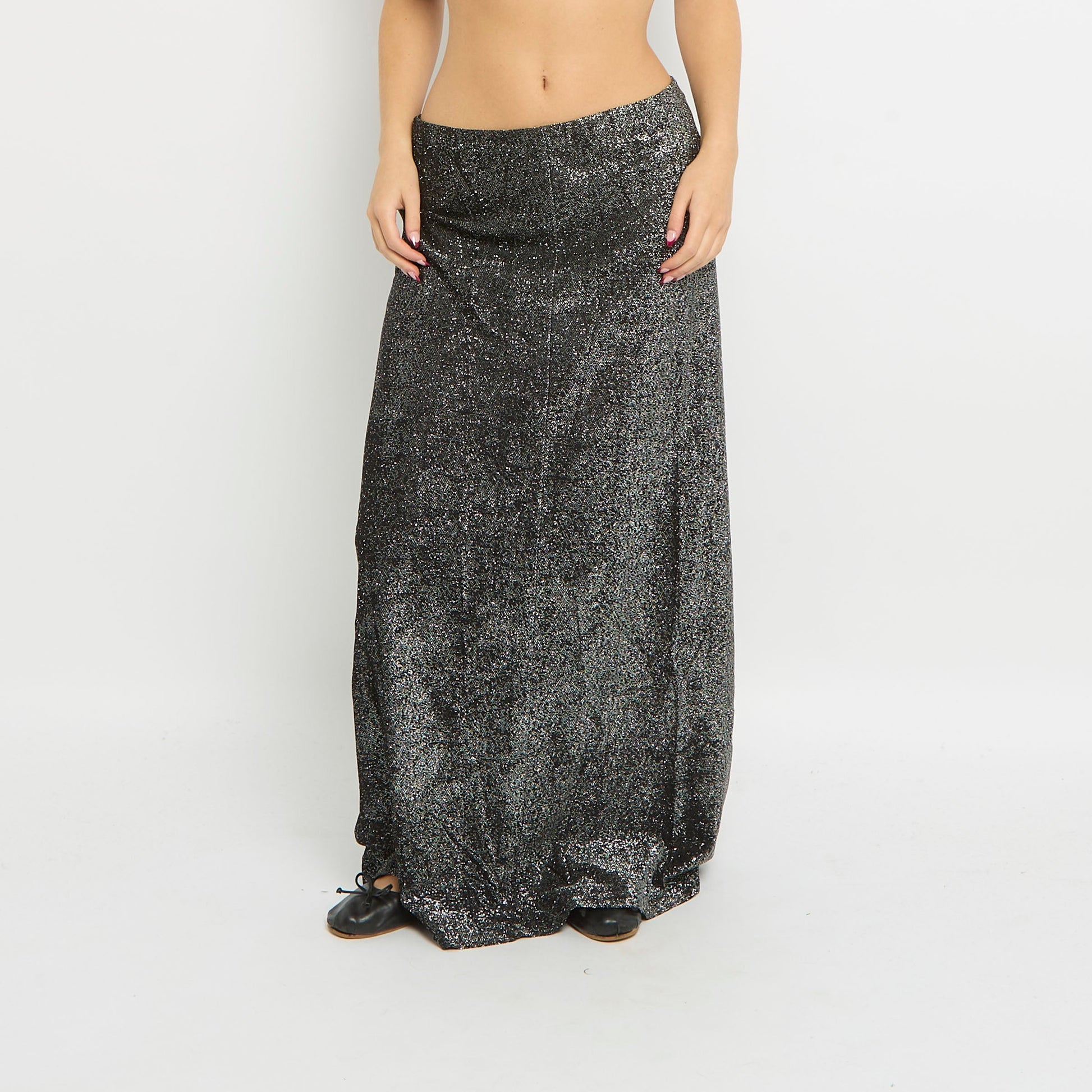 Sparkly Elasticated Waist Maxi Skirt-UK 12