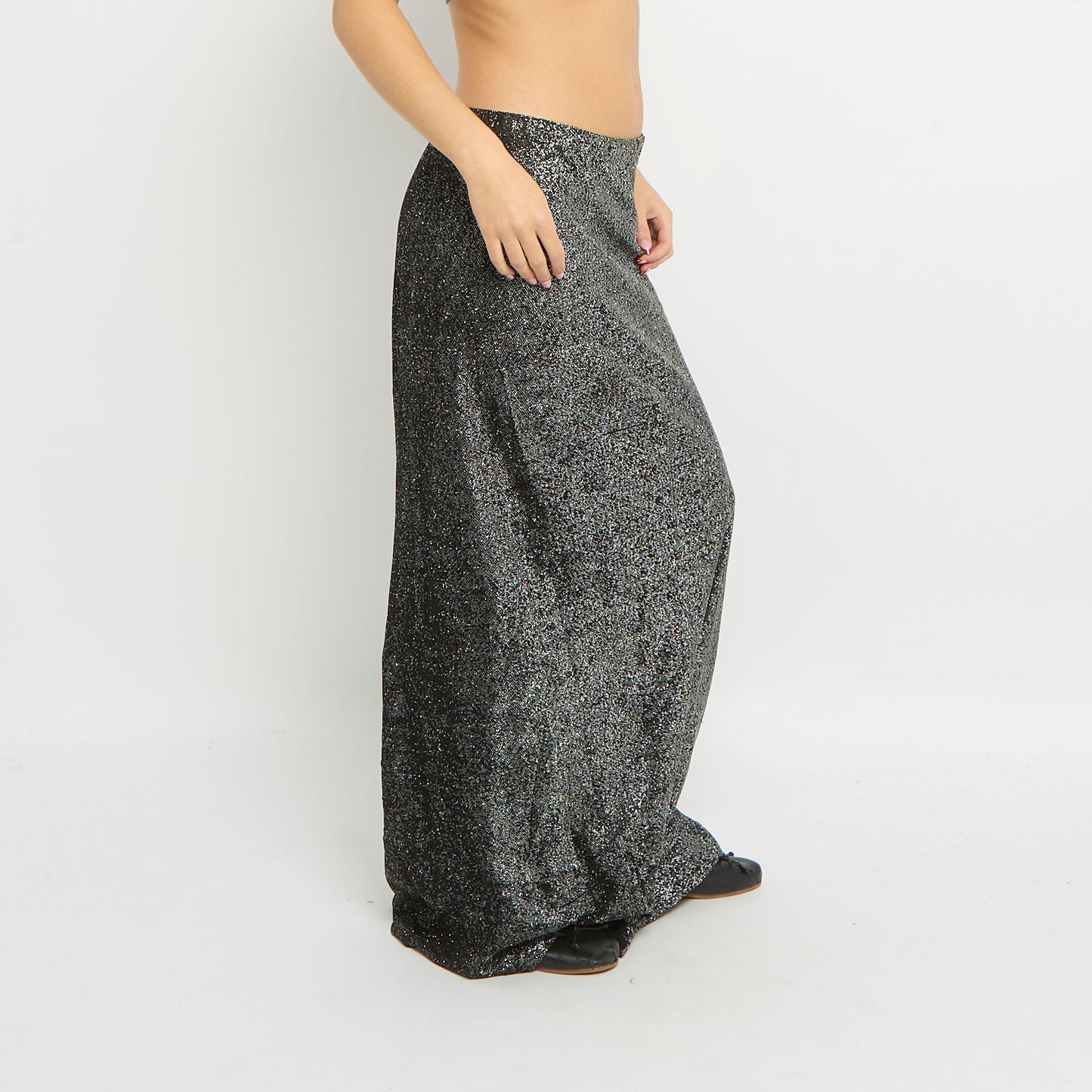 Sparkly Elasticated Waist Maxi Skirt-UK 12