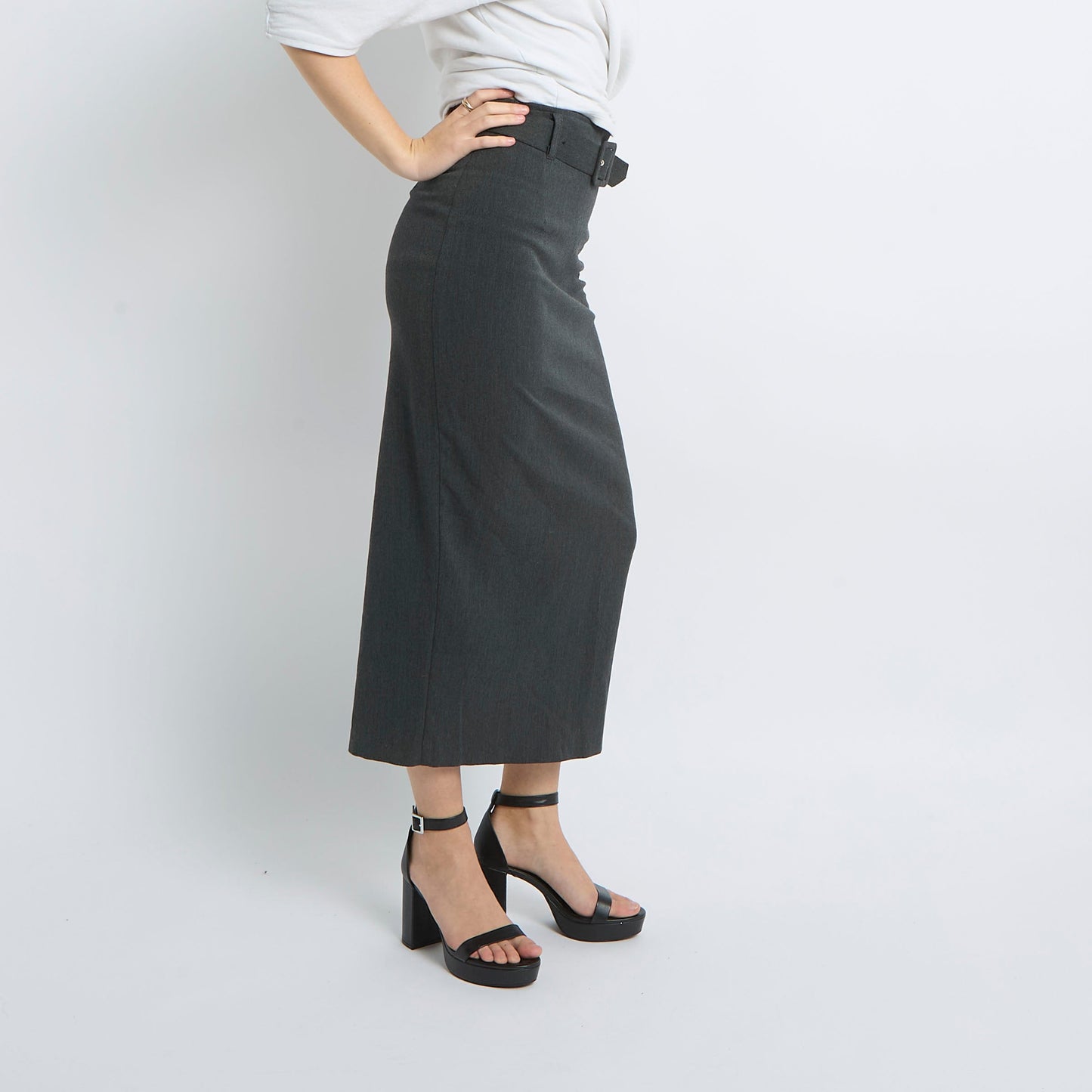 Belted Tailored Maxi Skirt - UK 10