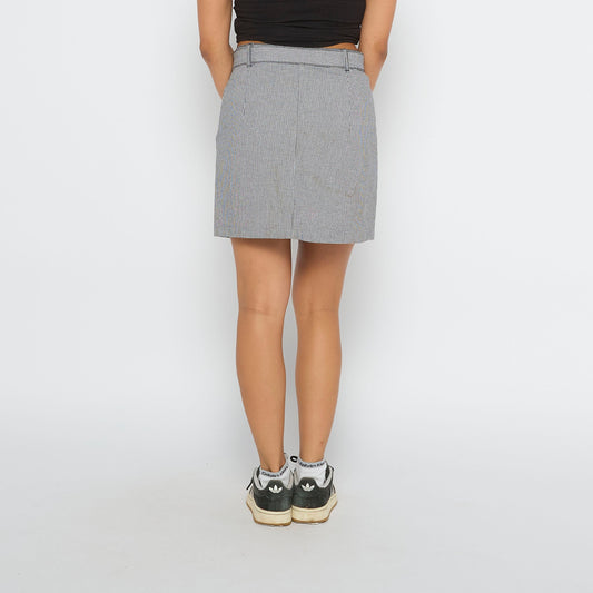 Wool Mix Circle Buckle Belt Short Skirt - UK 10