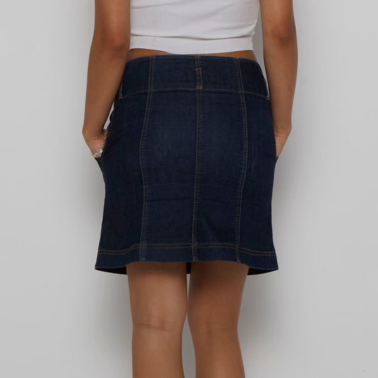 Denim Panelled Short Skirt - UK 10