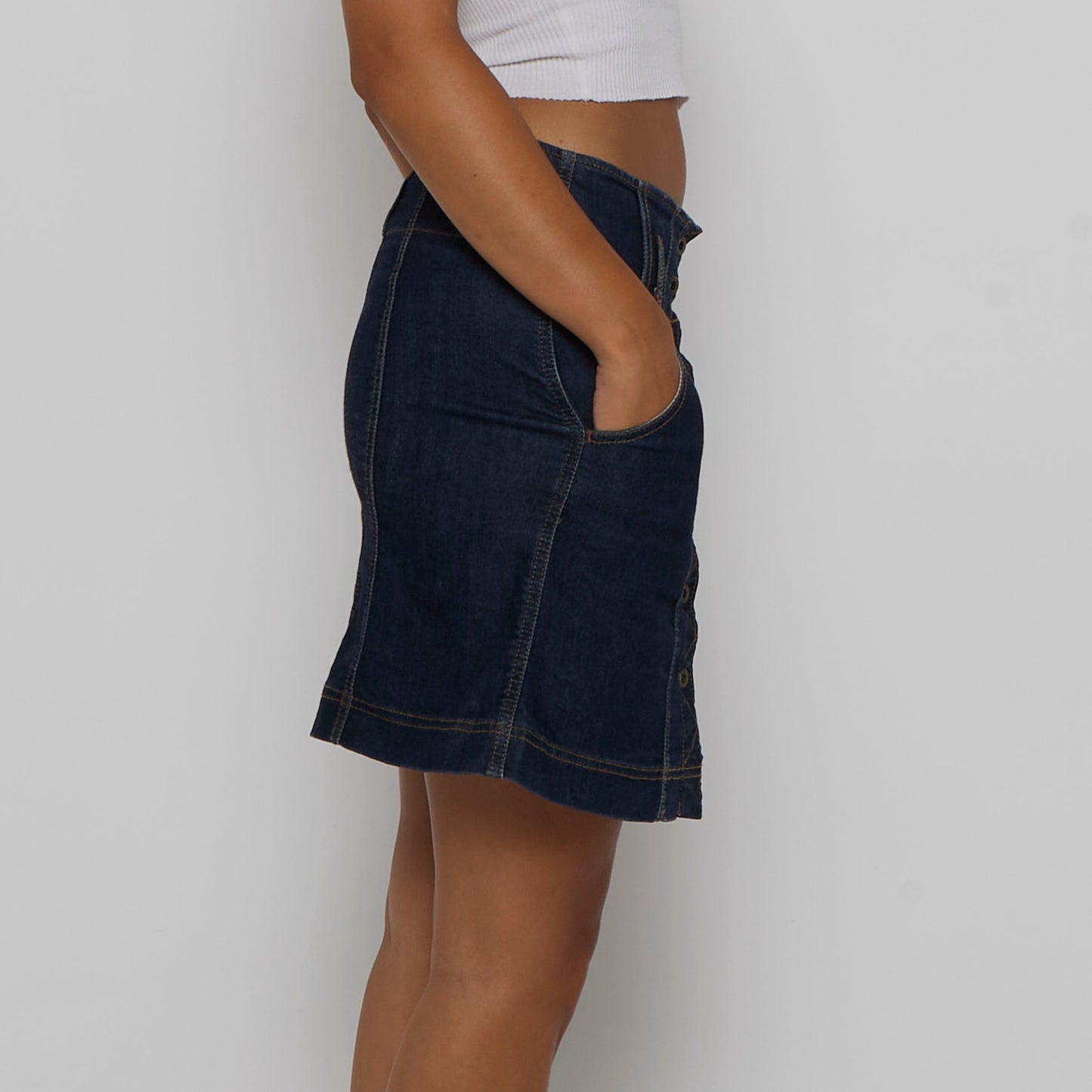 Denim Panelled Short Skirt - UK 10