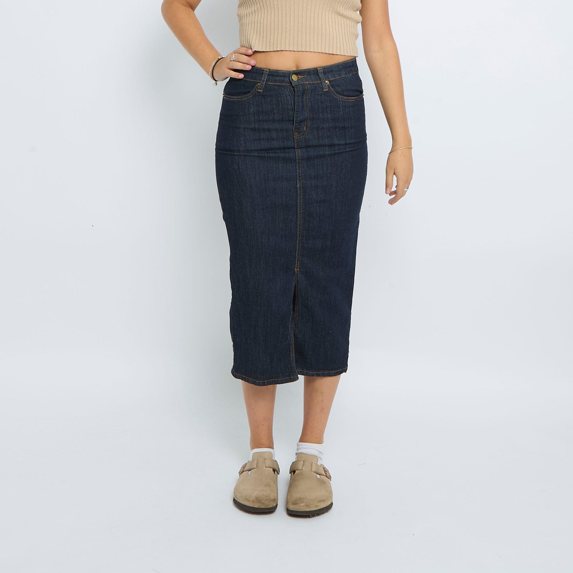 Denim Pocketed Maxi Skirt - UK 10