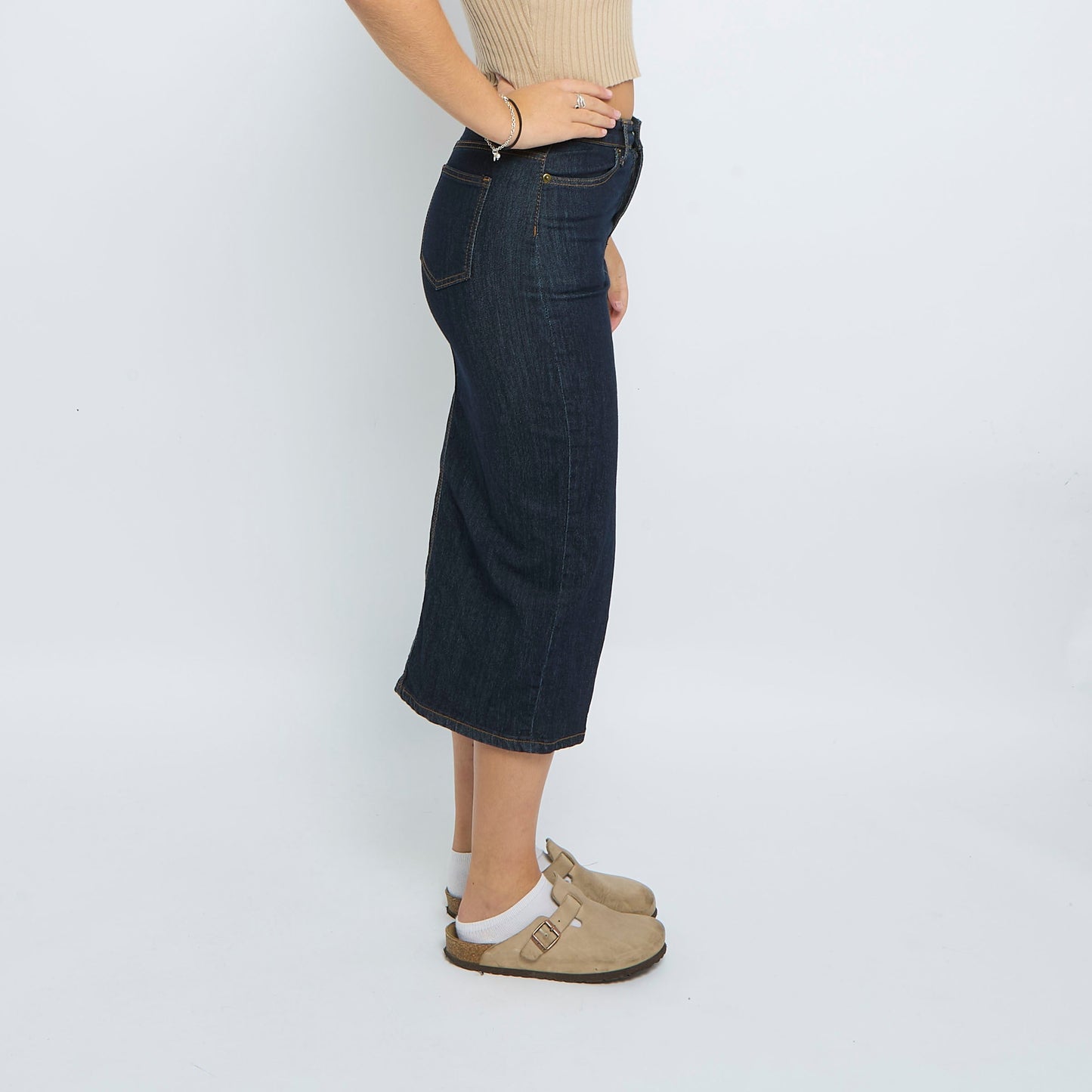 Denim Pocketed Maxi Skirt - UK 10