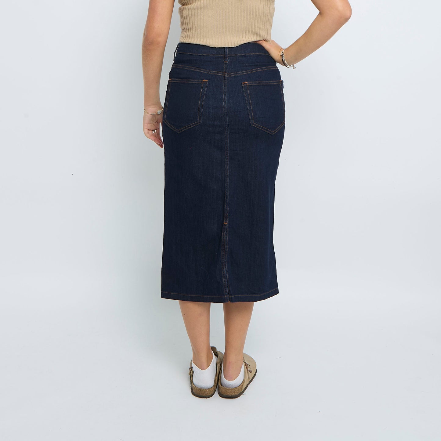 Denim Buttoned Maxi Skirt - UK 10