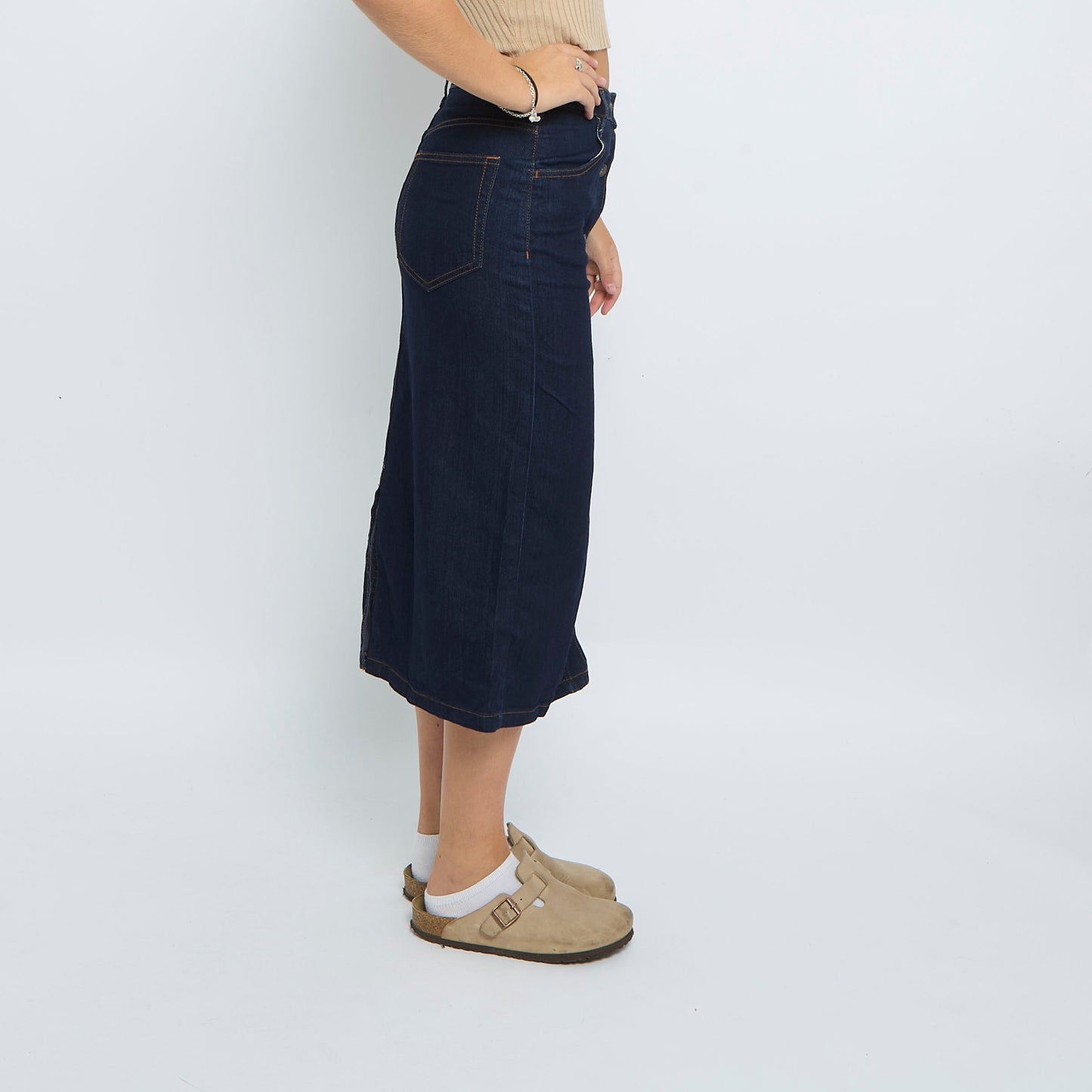 Denim Buttoned Maxi Skirt - UK 10