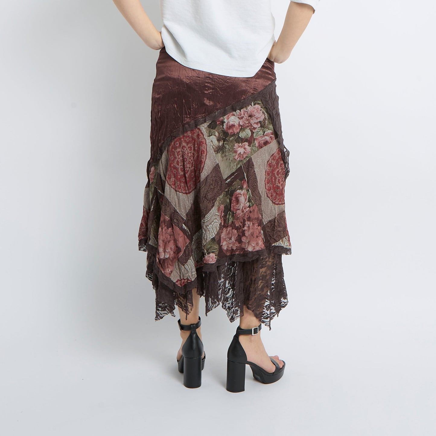 Lace Satin Detail Maxi Skirt - UK 10