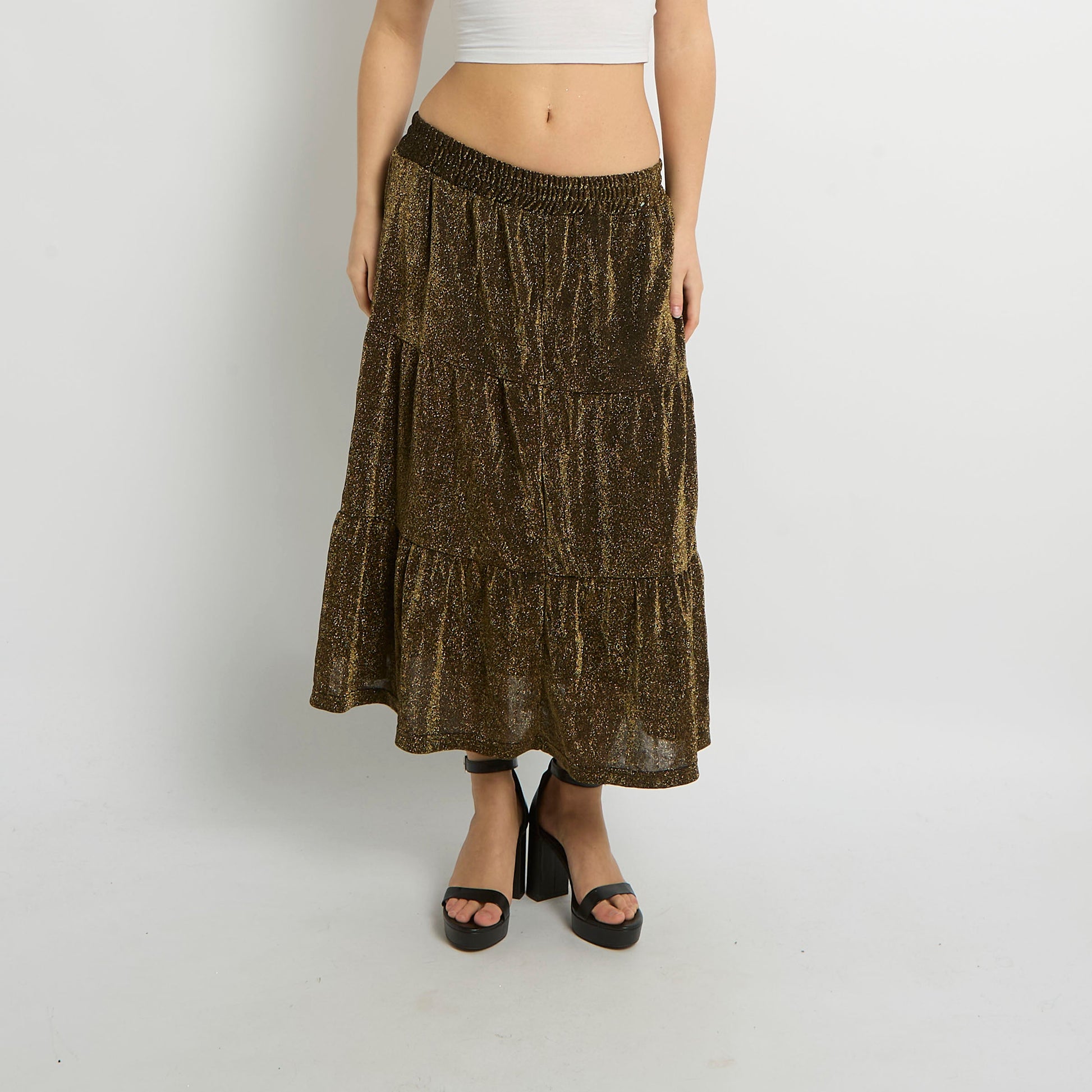 Tiered Sparkly Midi Skirt - UK 10