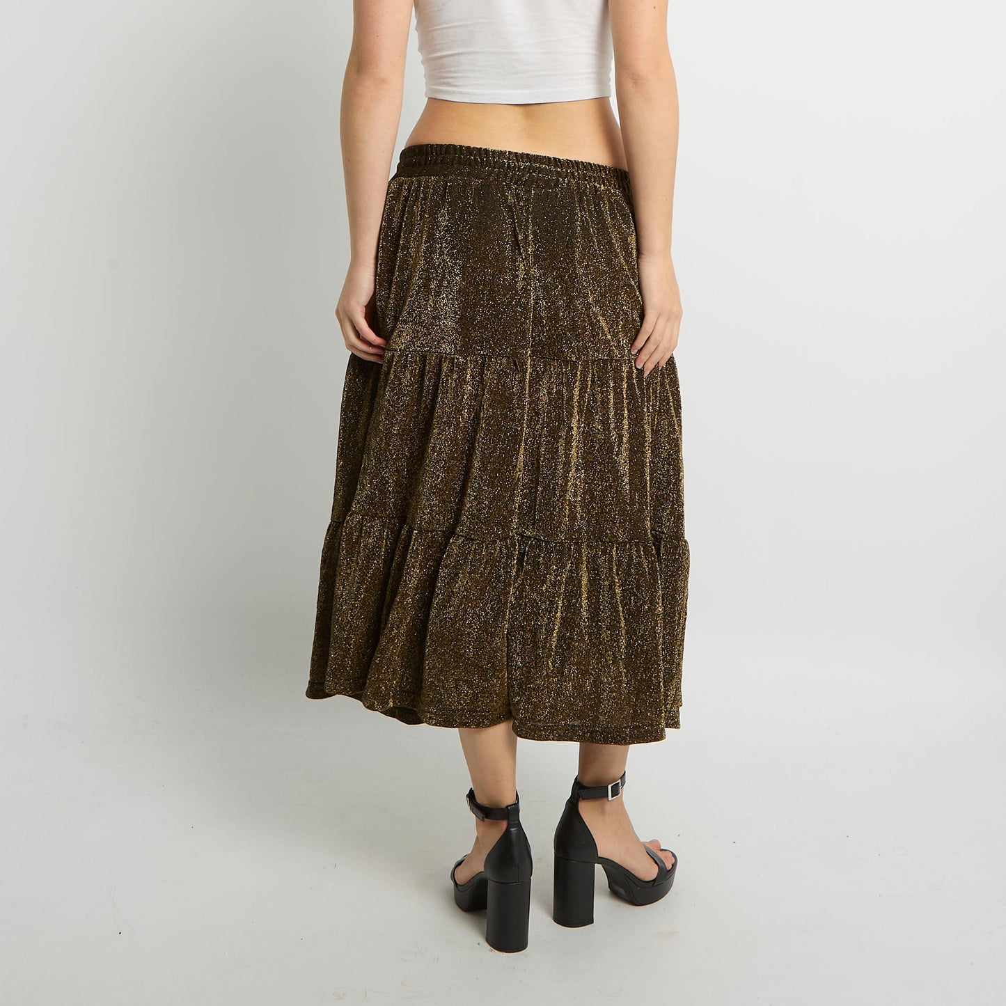 Tiered Sparkly Midi Skirt - UK 10