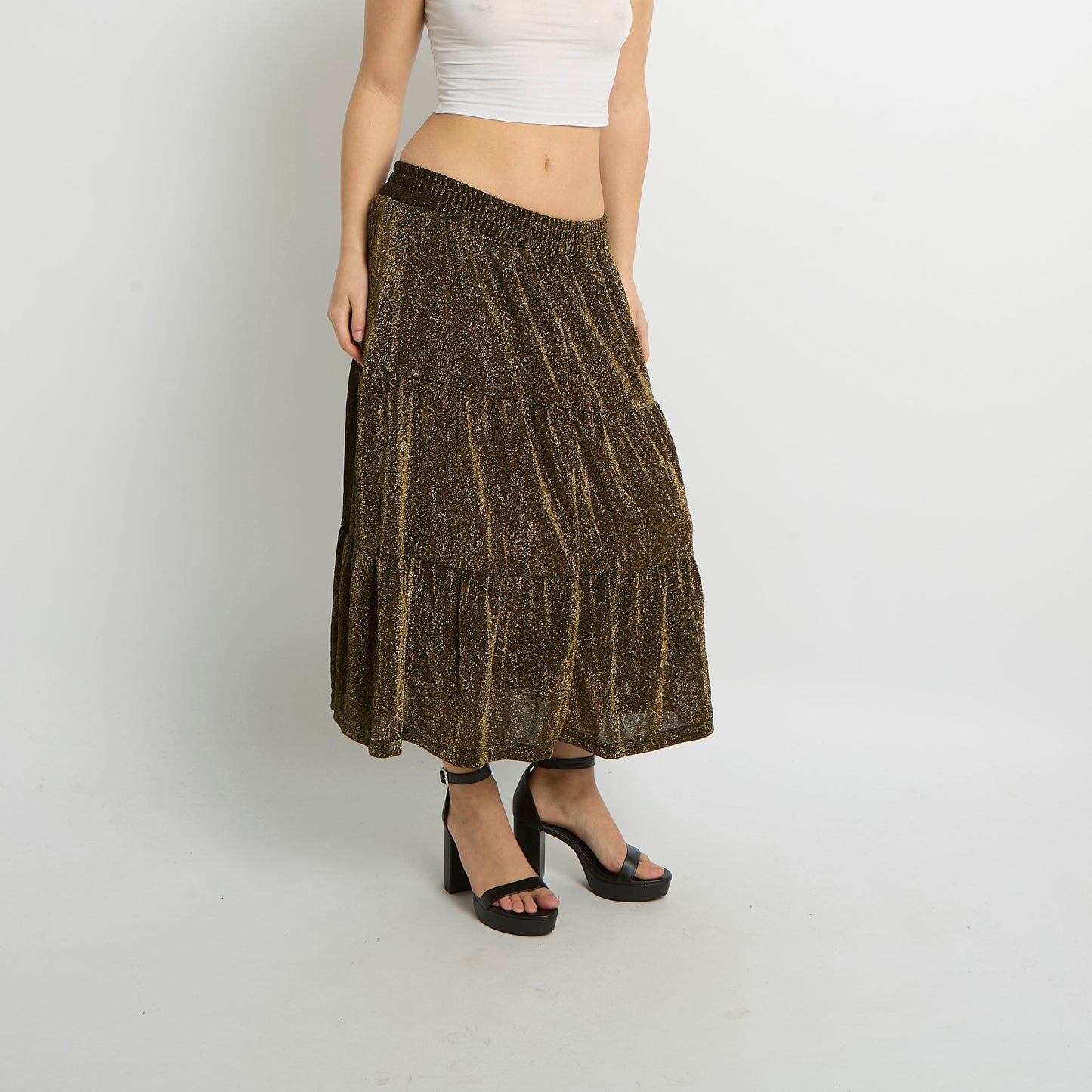 Tiered Sparkly Midi Skirt - UK 10