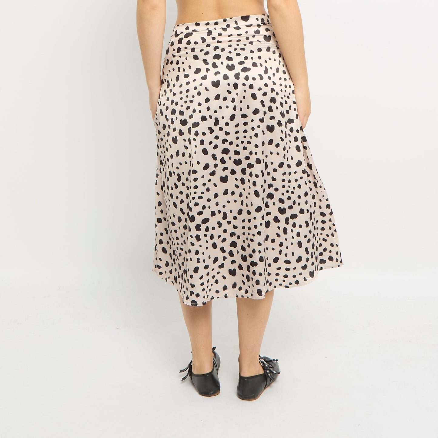 Satin Leopard Print Midi Skirt - UK 12