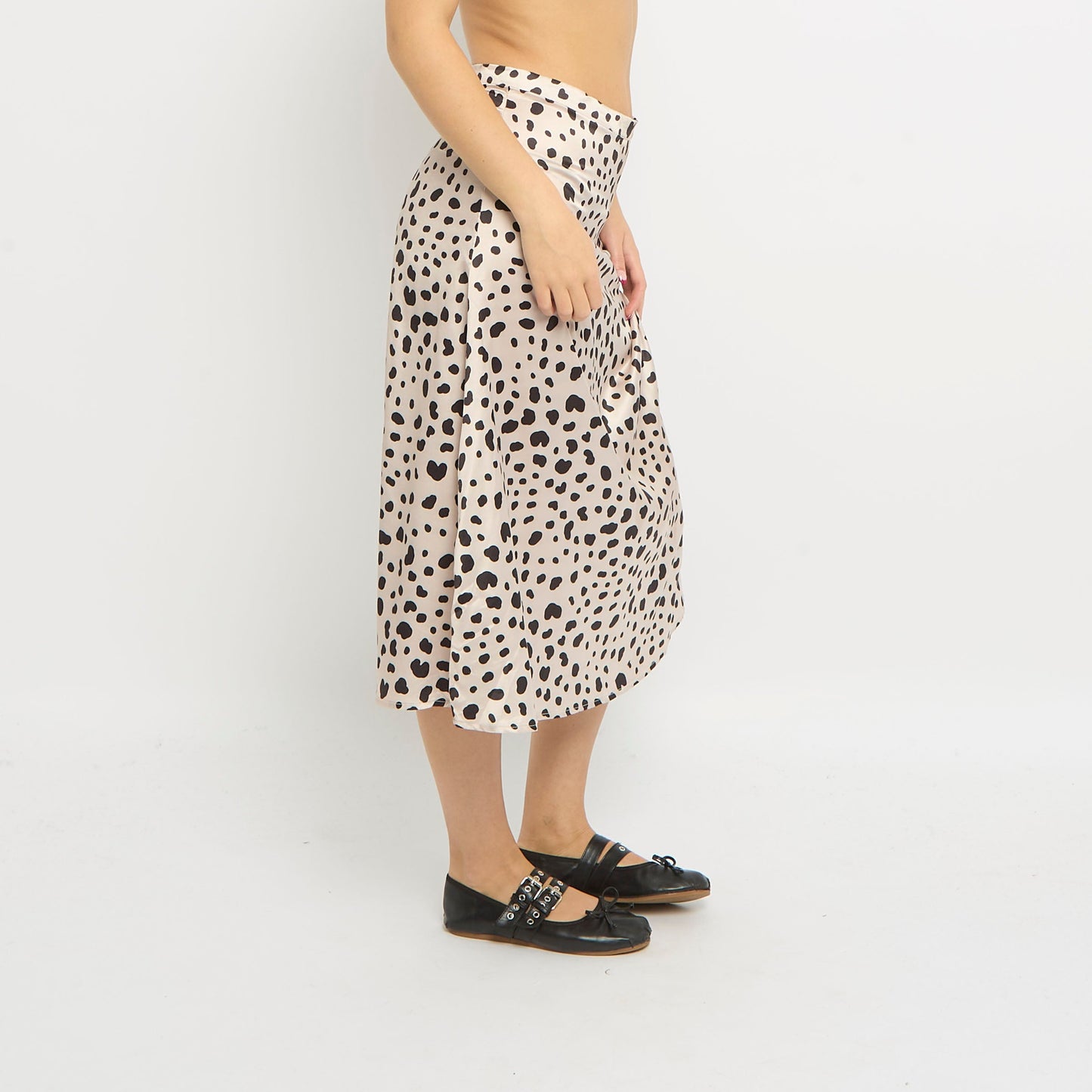 Satin Leopard Print Midi Skirt - UK 12