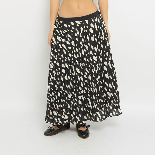 Leopard Print Pleated Midi Skirt - UK 12