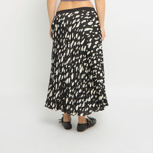 Leopard Print Pleated Midi Skirt - UK 12