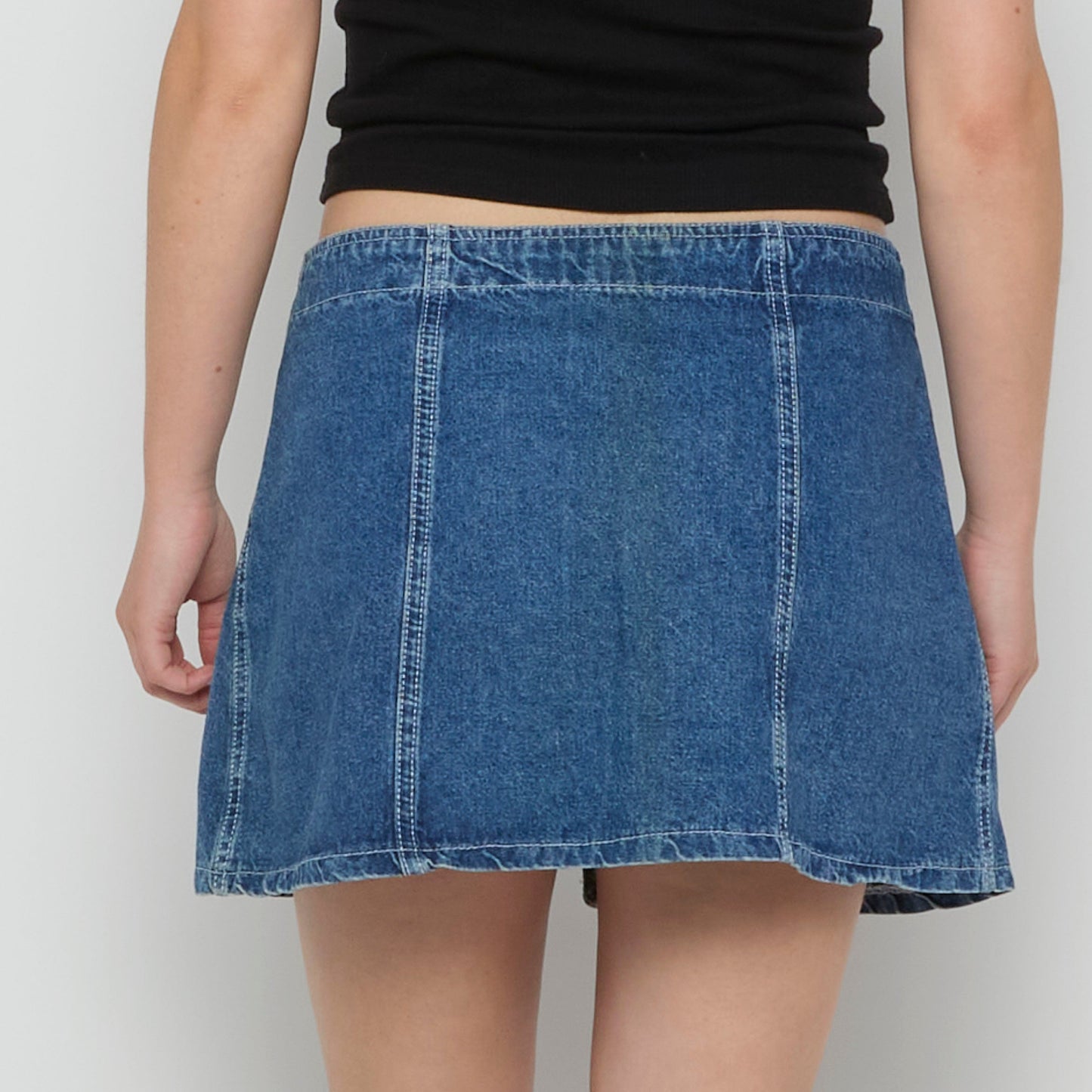 Zip Front Denim Short Skirt - UK 12